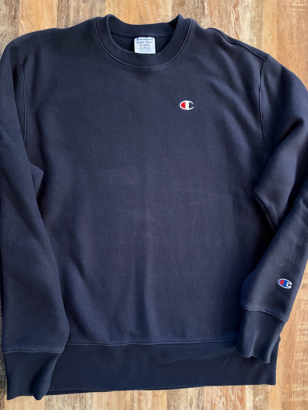Champion Reverse‎ Weave Navy Crewneck Sweatshirt XL Faded Vintage Look